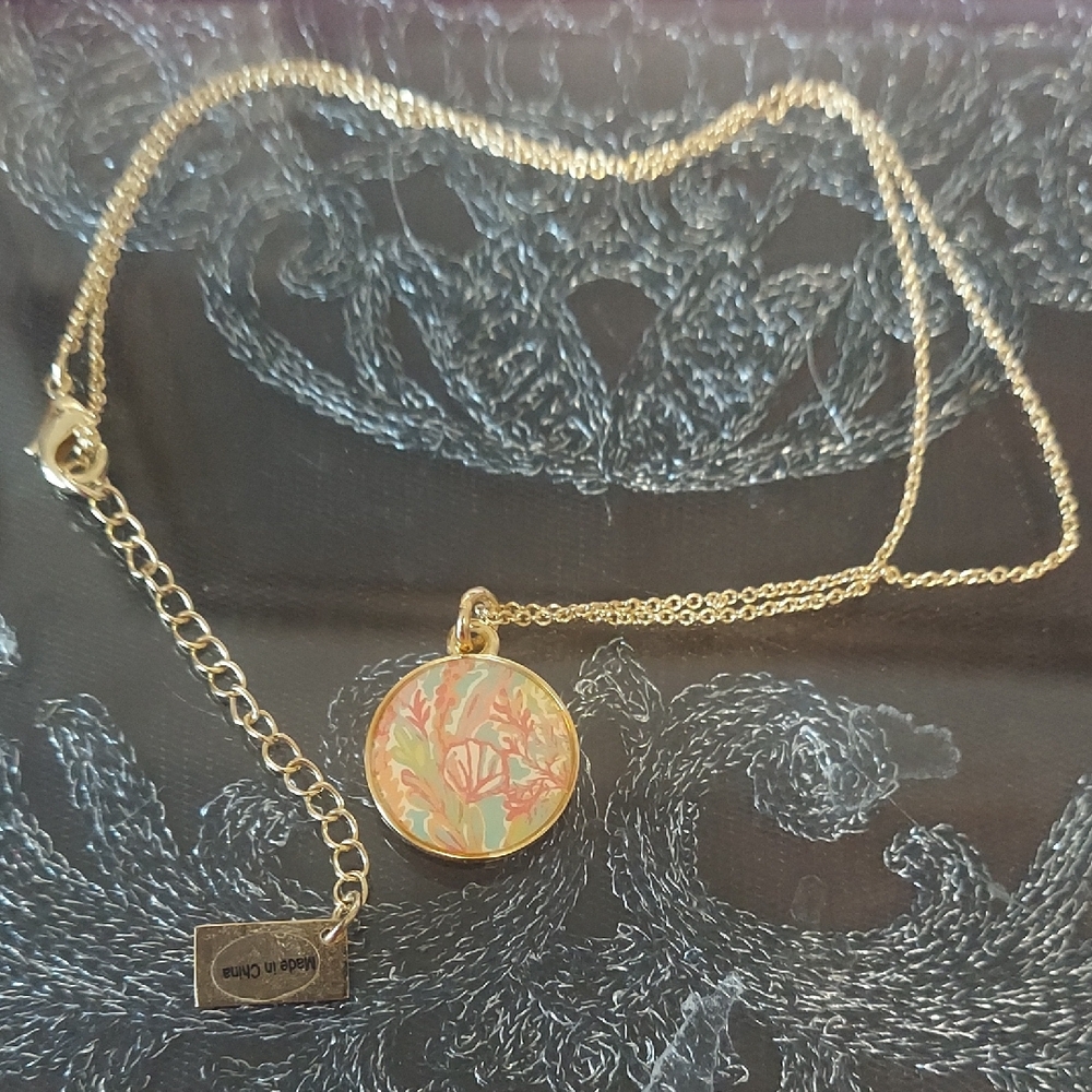 Lilly Pulitzer Gold Necklace with Coral Pendant